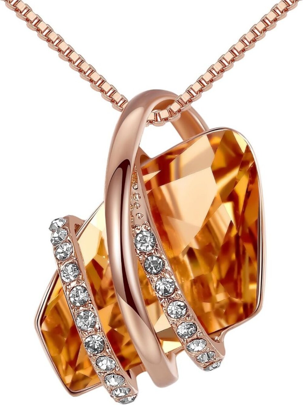 Birthstone Crystal Wish Stone Pendant Necklace, 18K Rose Gold & Silvertone, 18